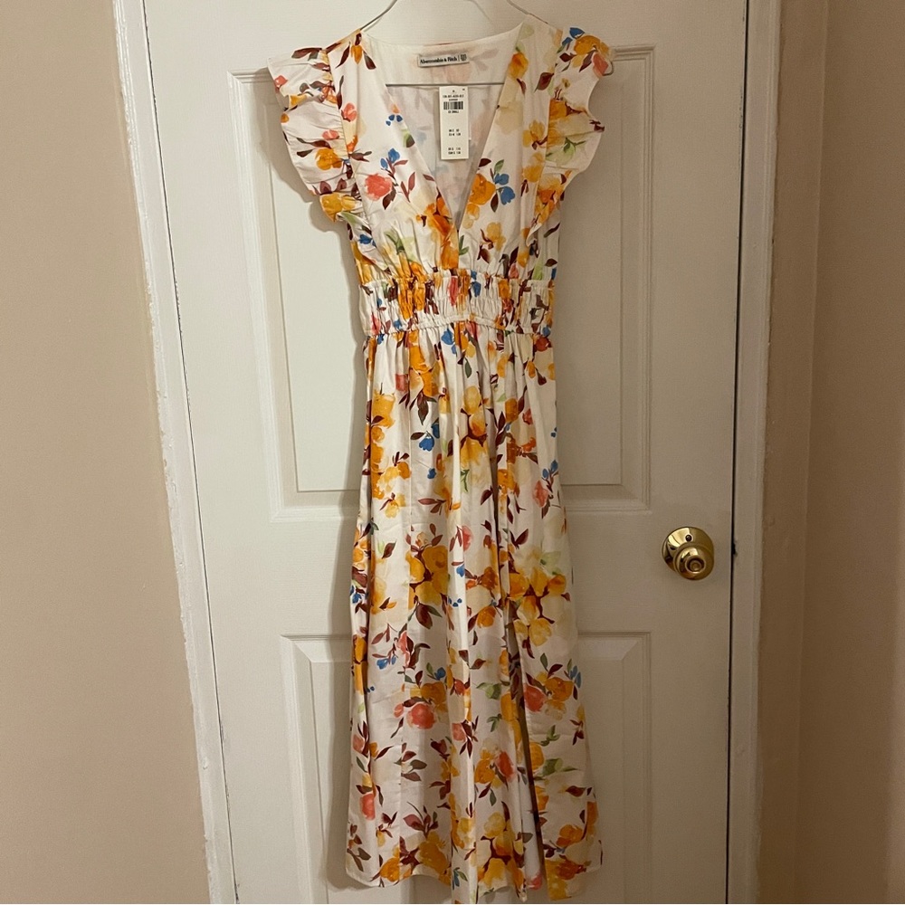 abercrombie flutter sleeves floral midi dress